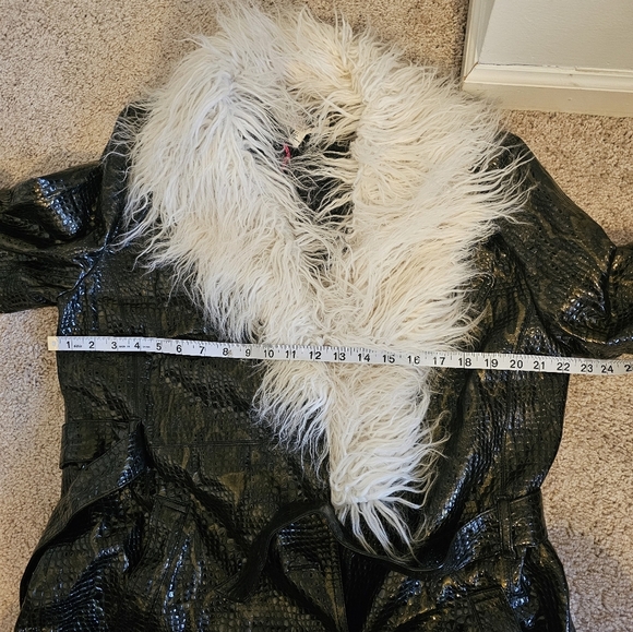 NWT Free People Vegan Midnight Train Duster Jacket Removable Faux Fur Size L - Picture 10 of 11